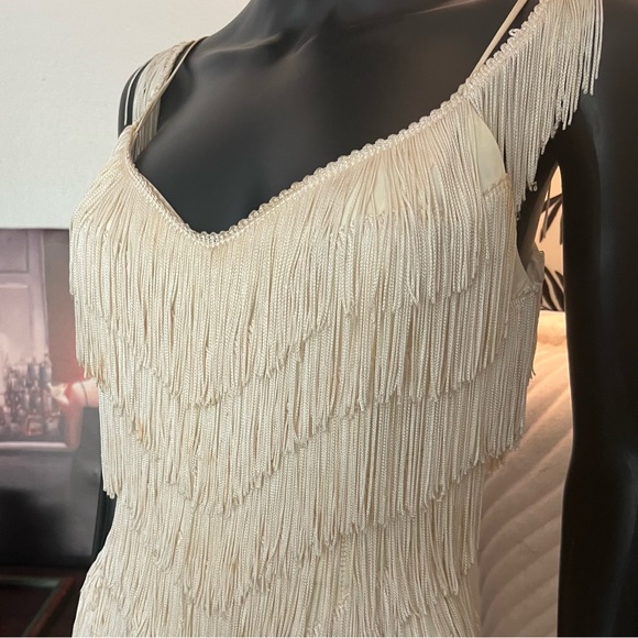 Vintage Dresses & Skirts - Ivory Fringe Slip Dress